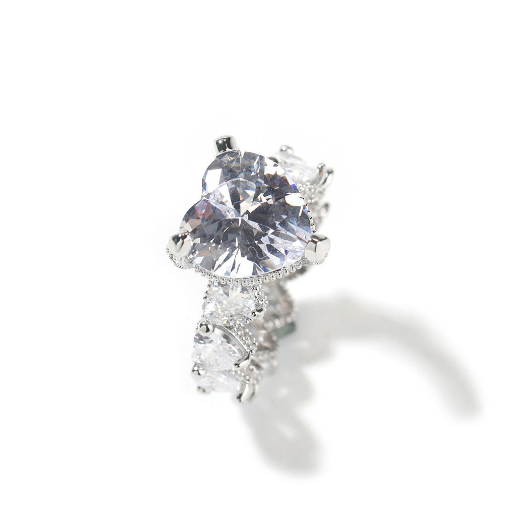 Silver Double Stack Heart Cut Ring