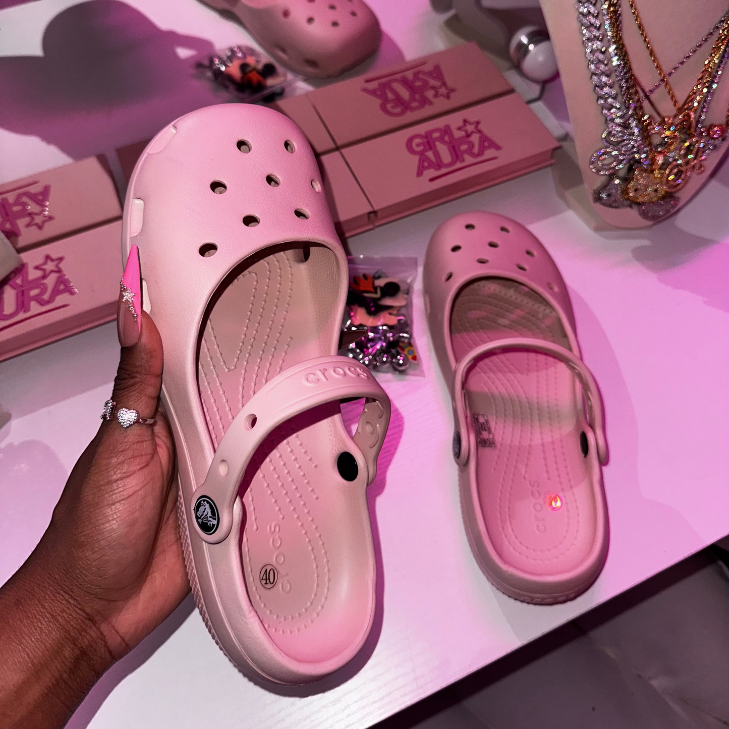Nude Pink Ballet Crocs
