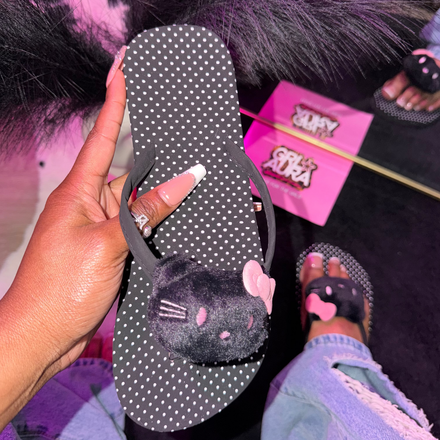 HK Polka Dot Flat Flip Flops