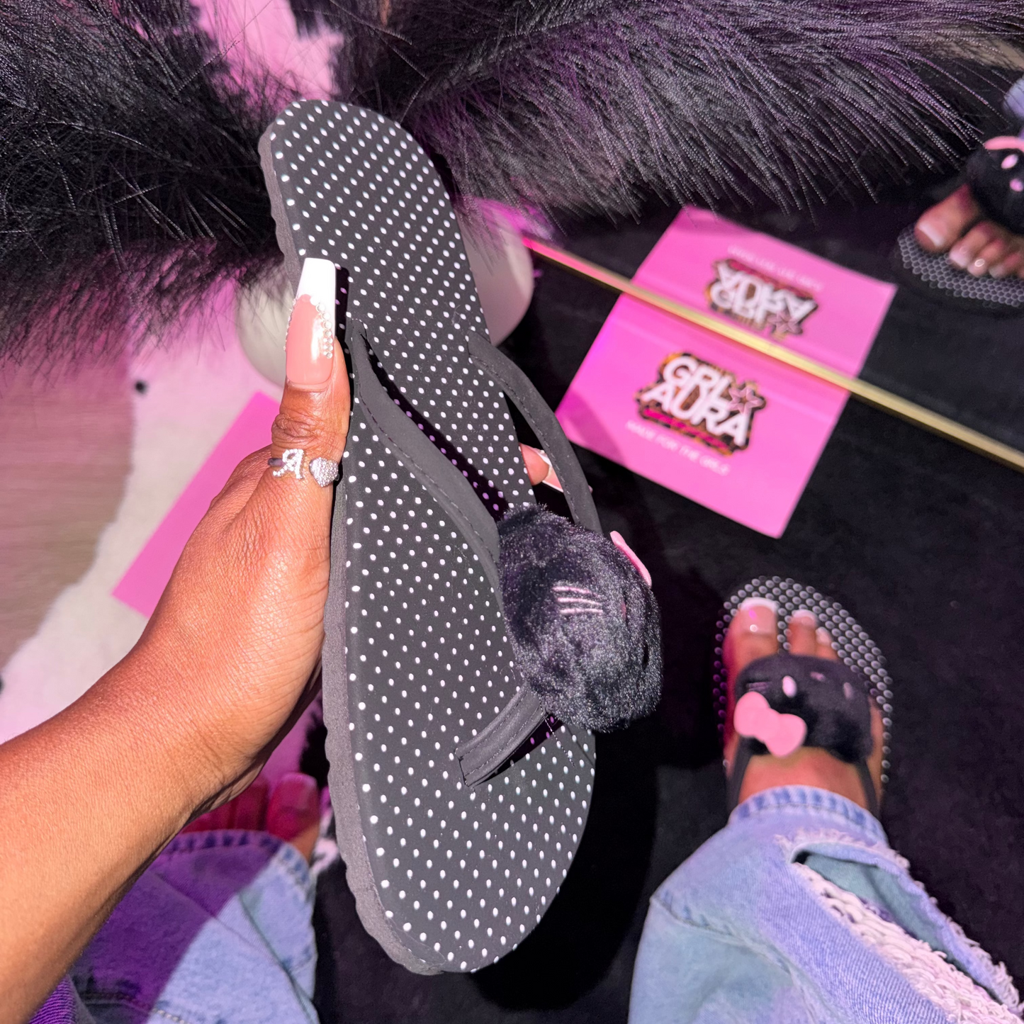 HK Polka Dot Flat Flip Flops