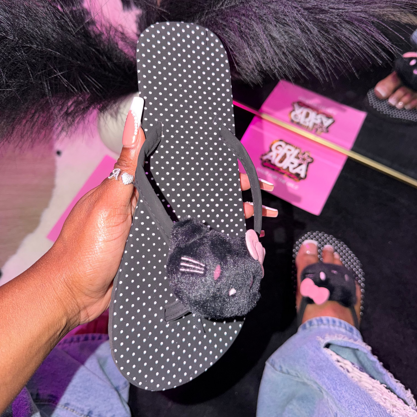 HK Polka Dot Flat Flip Flops