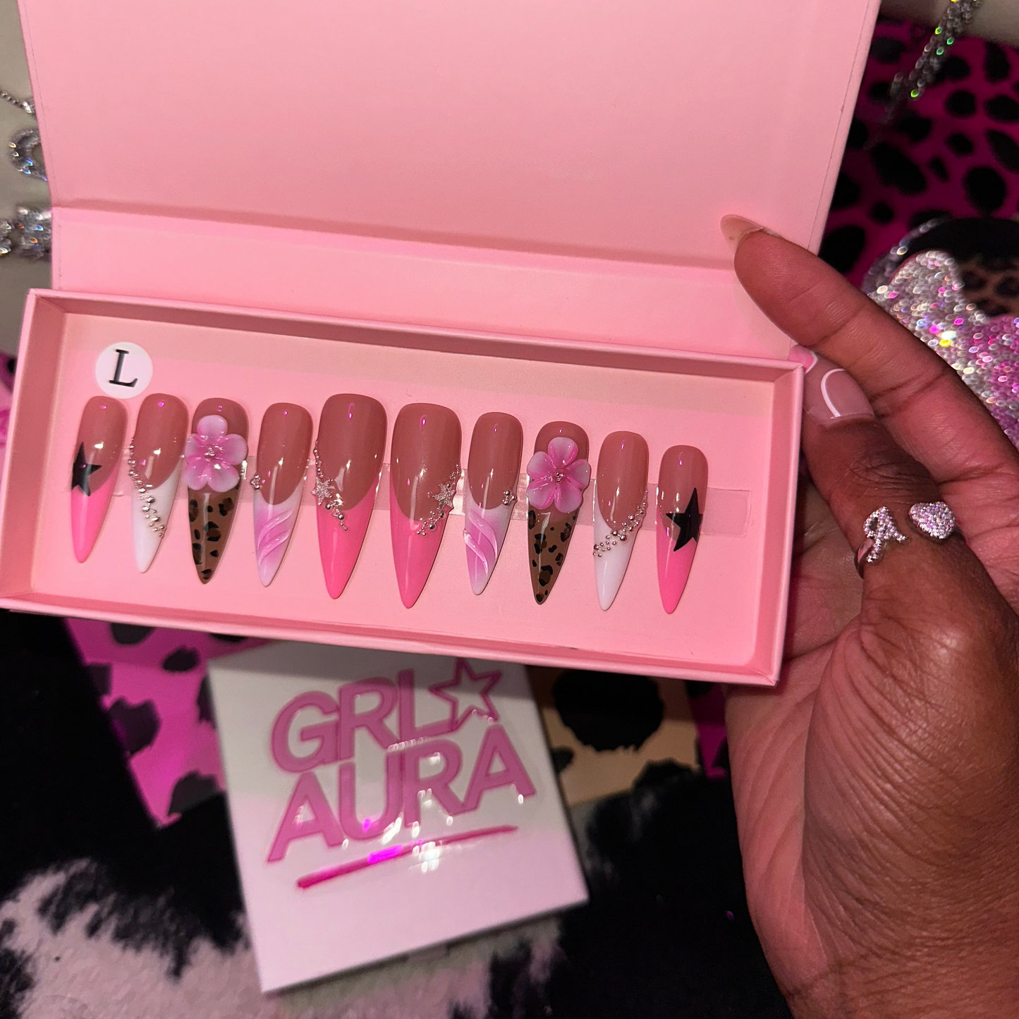Cheetah Pink Press On Nails