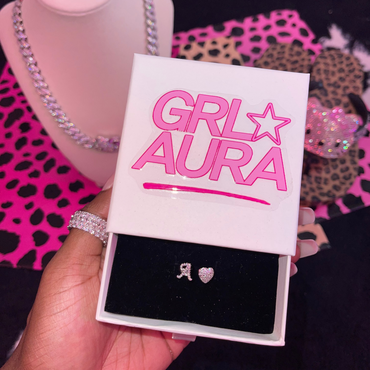 Heart Initial Adjustable Ring