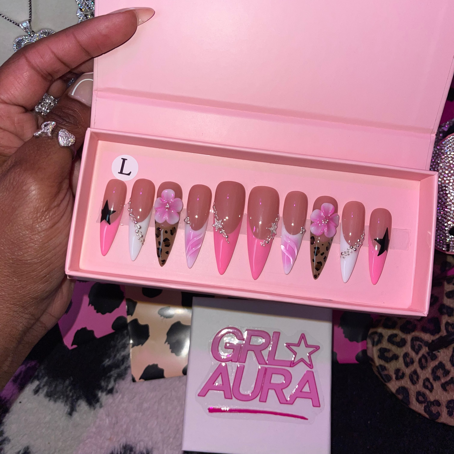 Cheetah Pink Press On Nails