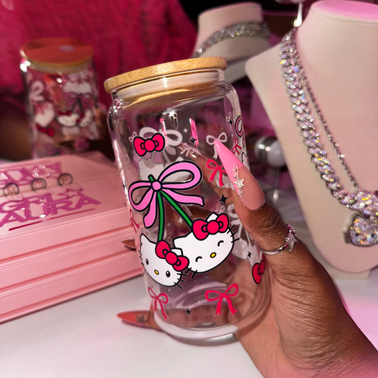 Pretty Bow HK 16oz Glass Cup