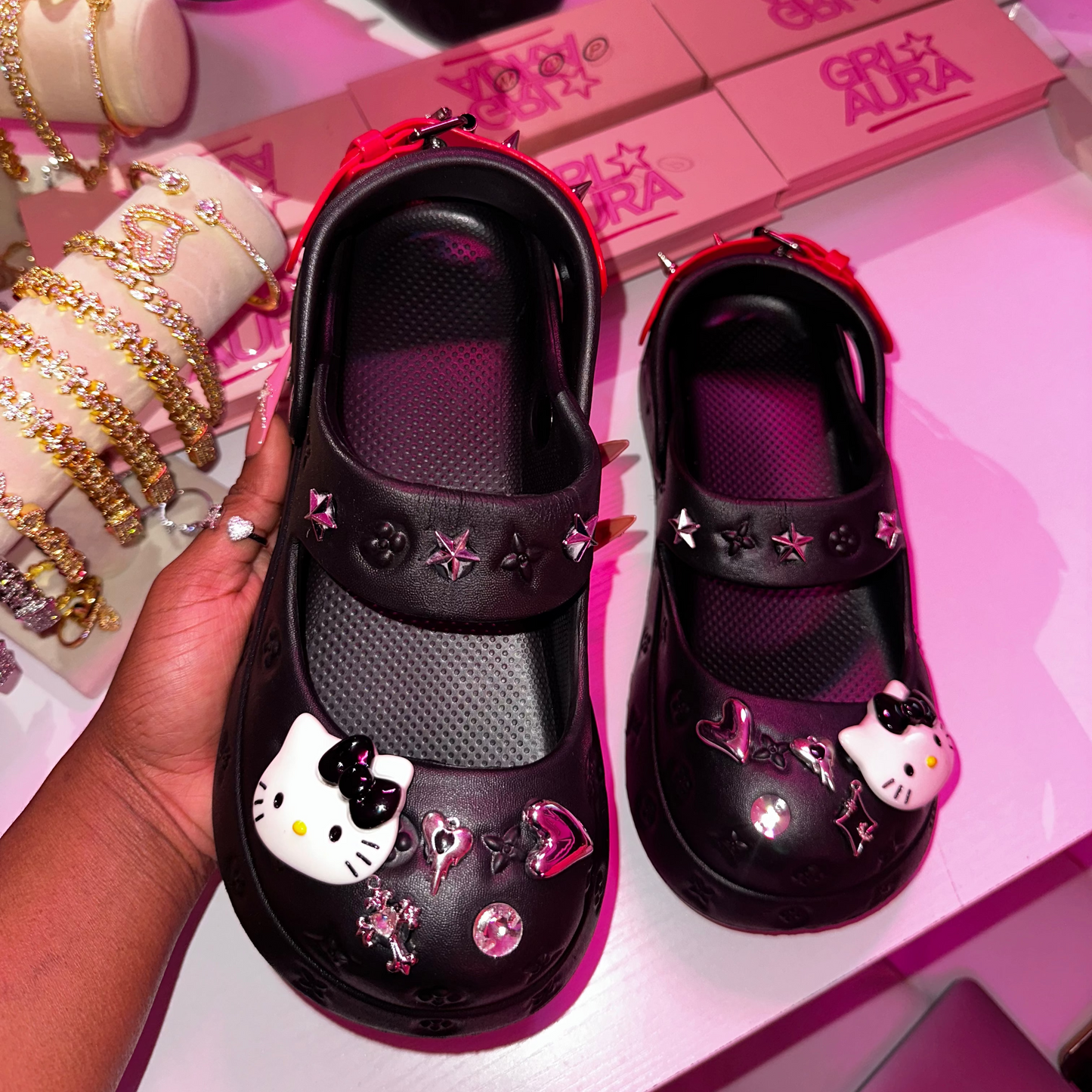 Midnight HK Studded Clogs
