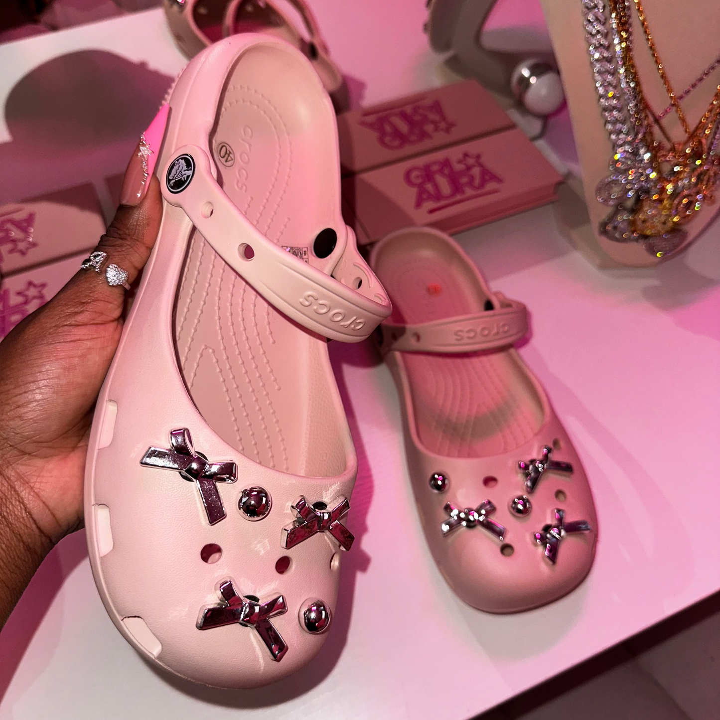 Nude Pink Ballet Crocs